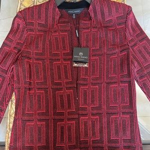Ming Wang red and black sweater